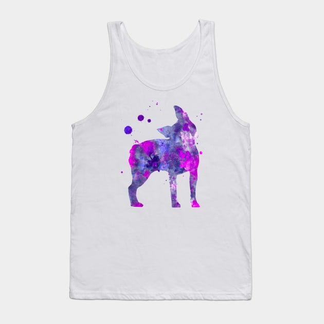 Boston Terrier Dog Watercolor Painting 2 Tank Top by Miao Miao Design